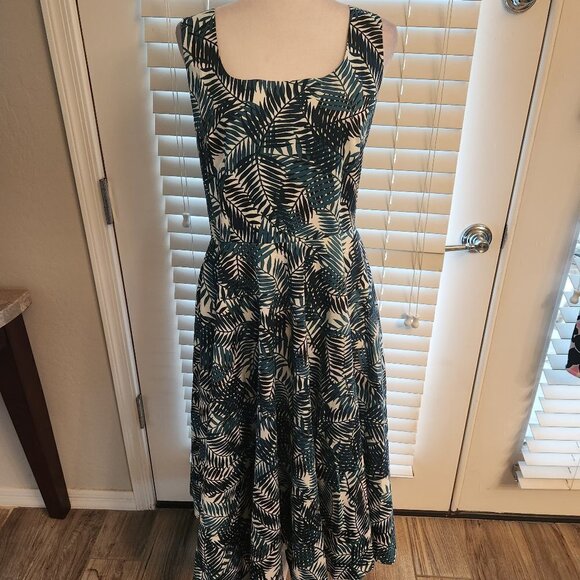 Tarais "Blue Palms" Sleeveless Dress. NWT. Size 38EU/US 8 - Picture 1 of 15